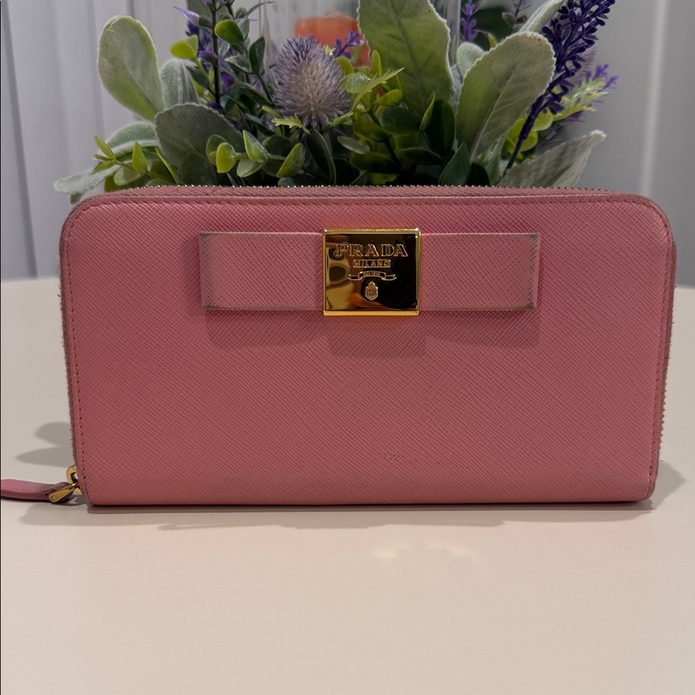 Prada Long Wallet Round Zipper Women'S Zip Around Leather